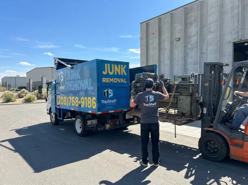 Industrial equipment removal by Top Shelf crew at a property in Emmett Idaho