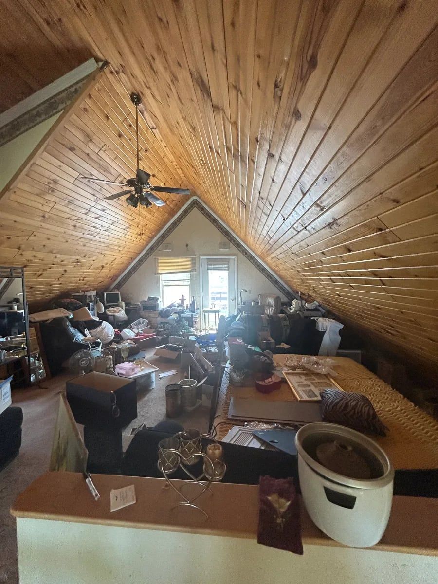 Before — A-frame living room cleanout