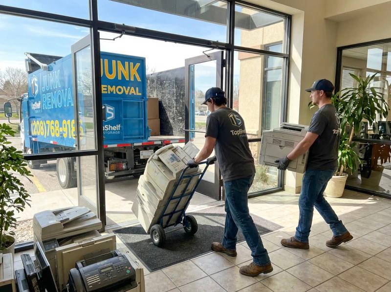 Professional fax machine removal and haul-away by Top Shelf crew in Garden City Idaho