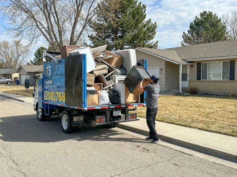 Top Shelf bulk trash cleanout job at a property in Garden City Idaho