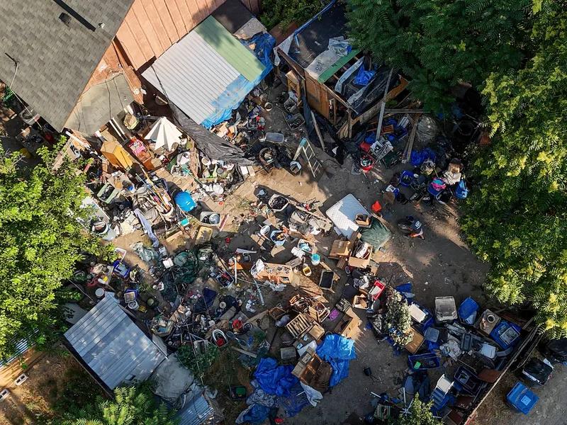 Aerial view of a hoarding property cleanup in Meridian Idaho
