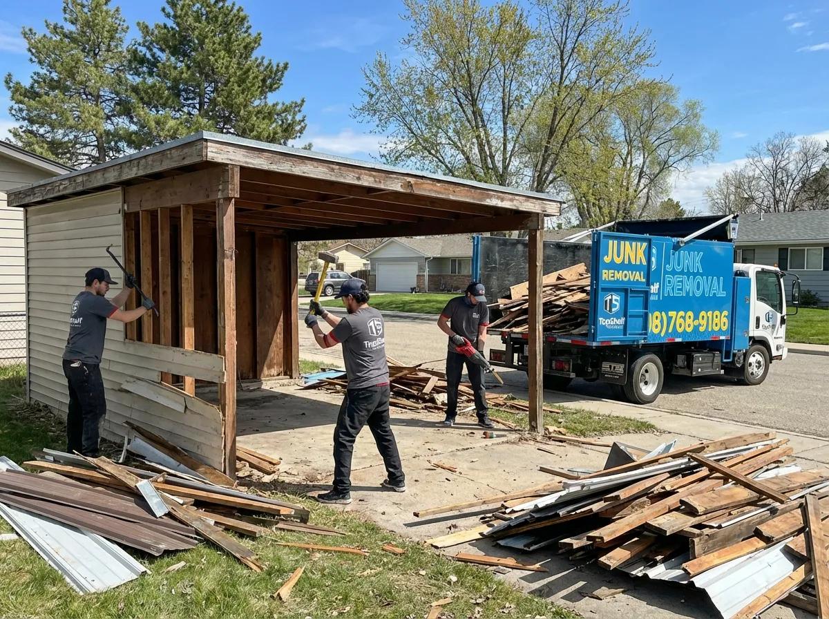 Carport structure removal at a residential property in the Boise area