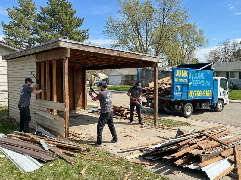 Carport structure removal at a residential property in the Boise area