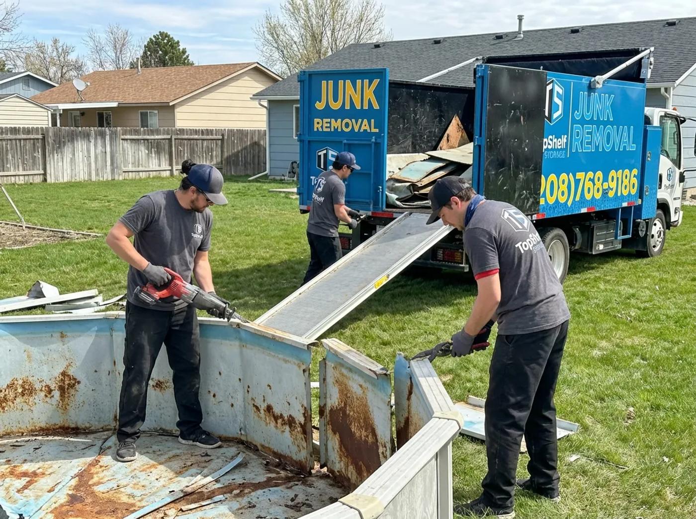 Pool removal company breaking up an inground pool in the Treasure Valley