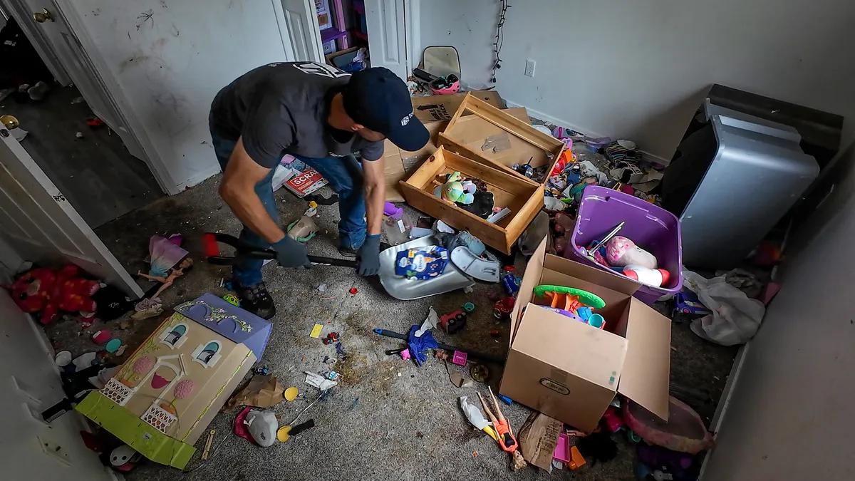Crew sorting household items during a home cleanout in Boise Idaho