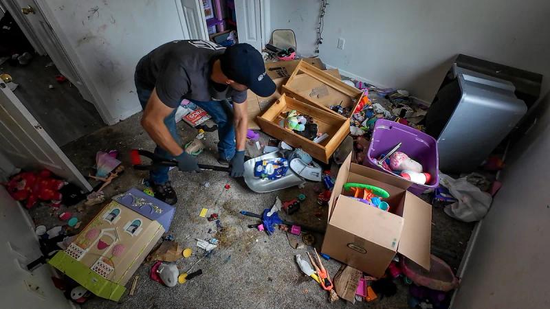 Crew sorting household items during a home cleanout in Boise Idaho