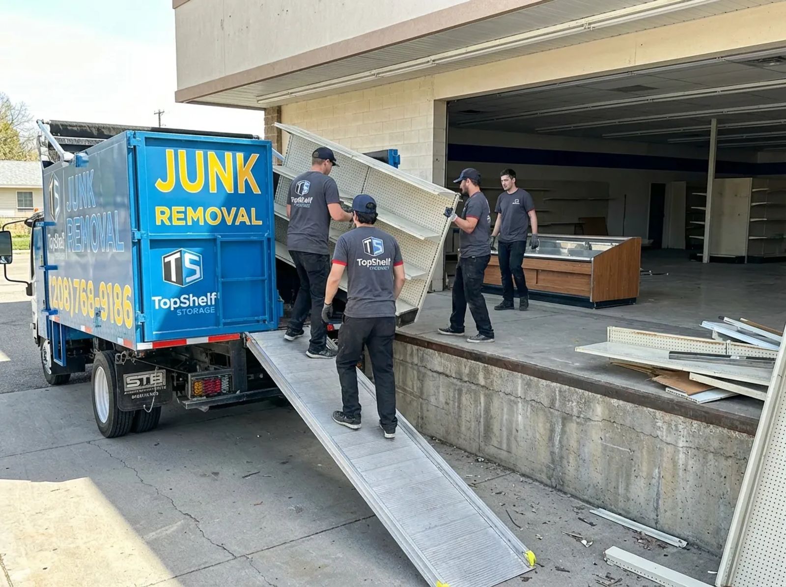 Top Shelf crew cleaning out a grocery store from a residential property in Garden City Idaho