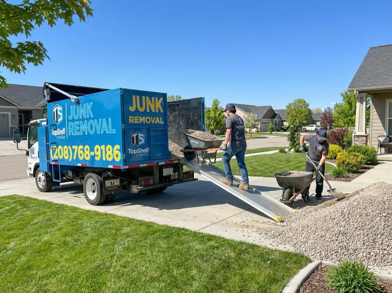 Gravel removal by Top Shelf crew at a home in Kuna Idaho