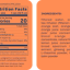Nutrition label for blood orange recess hemp (12 fl oz can) contains 21% juice. Nutrition per serving: 20 calories, 0g total fat, 10mg sodium (0% DV), 4g total carbohydrate (1% DV) with 4g total sugars (including 0g added, 0% DV), 1g protein, and 64mg potassium (0% DV). Ingredients include filtered water, orange tea infusion, orange, pear, blood orange, and lemon juice concentrates, natural flavors, broad spectrum hemp extract, ginseng powder, L-theanine powder, and lemon balm powder. Contains 10mg CBD from US-grown hemp and less than 0.3% THC. Warning for children, pregnant, or nursing women.