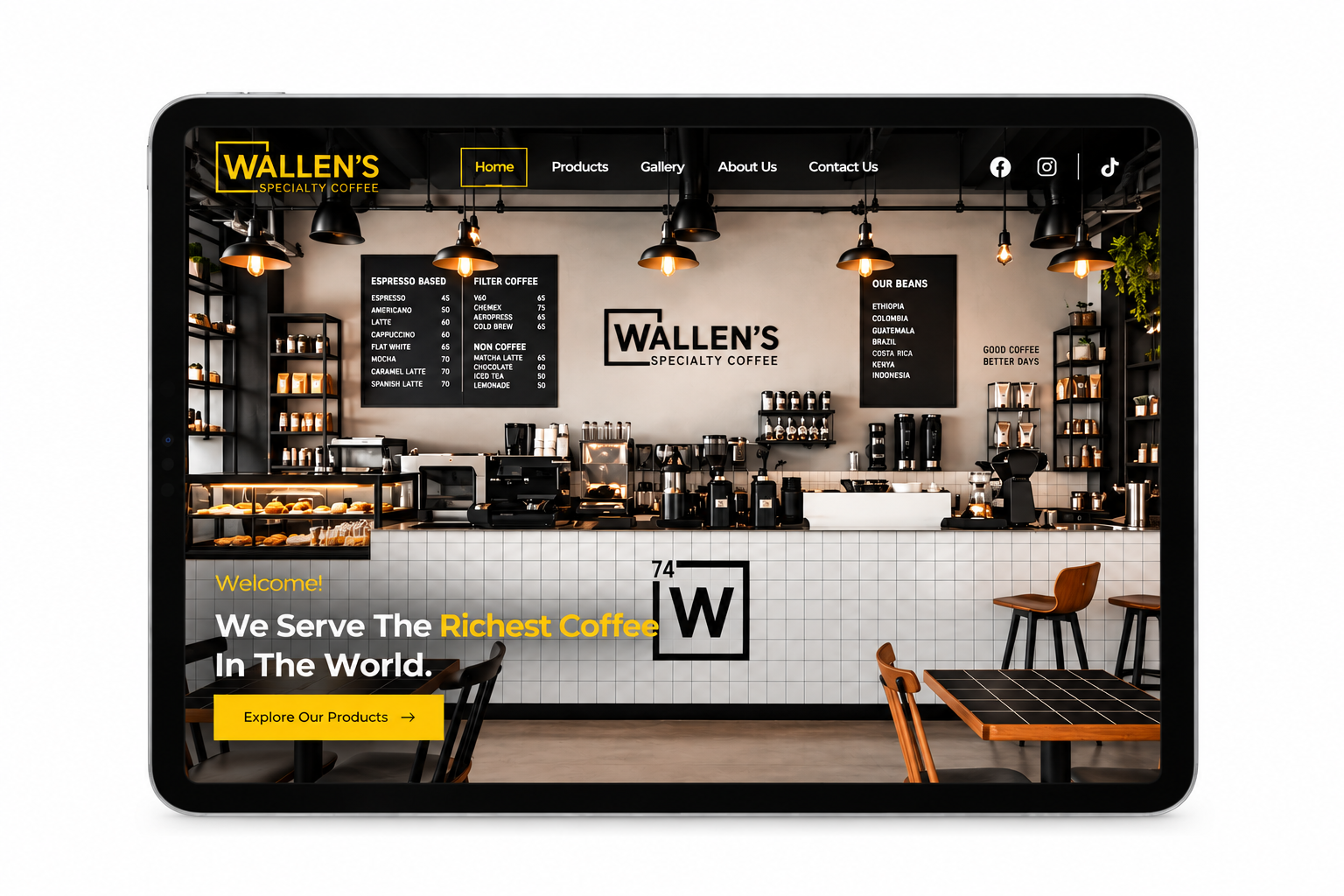 Homepage of the Wallen's Coffee Lab website