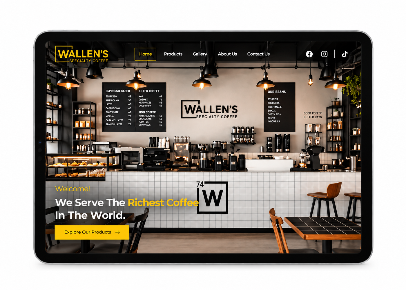 Homepage of the Wallen's Coffee Lab website