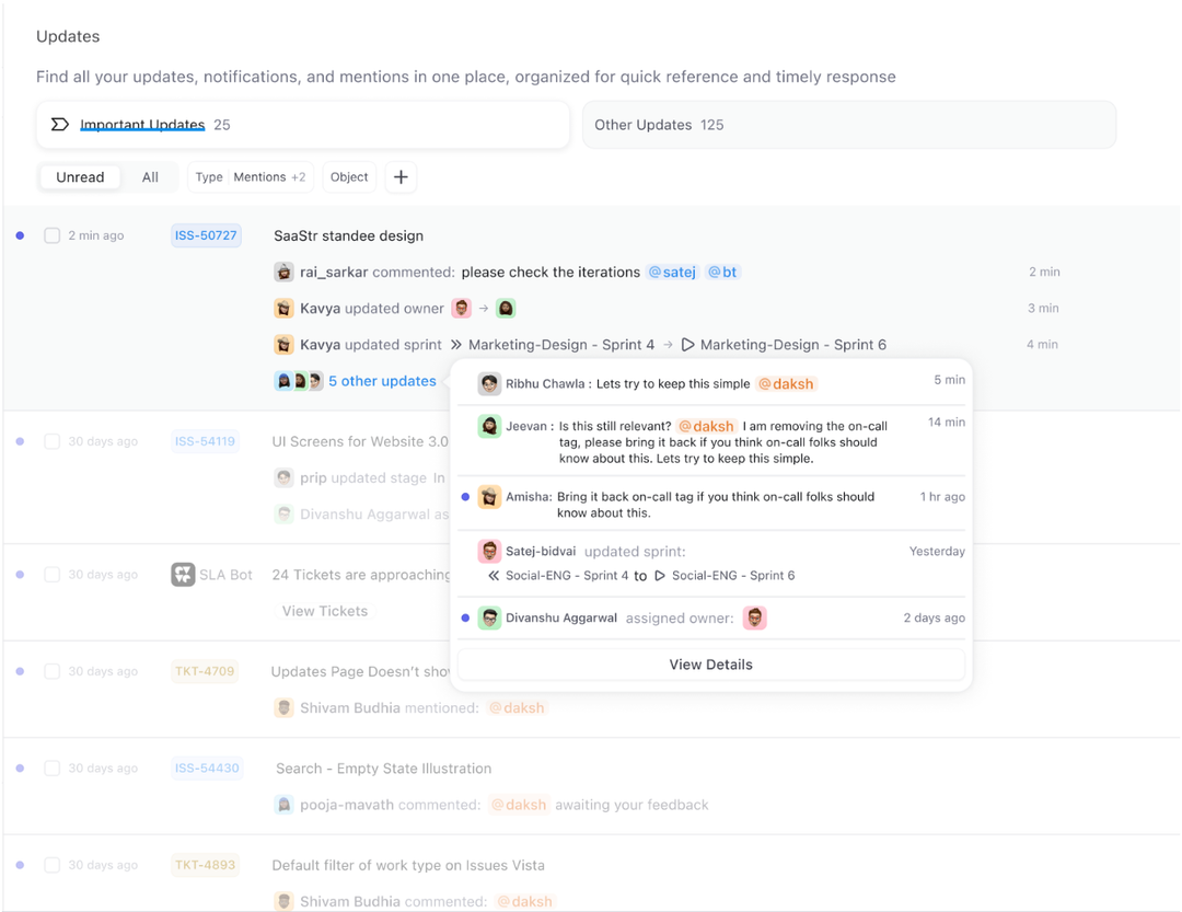 Streamlined notifications
