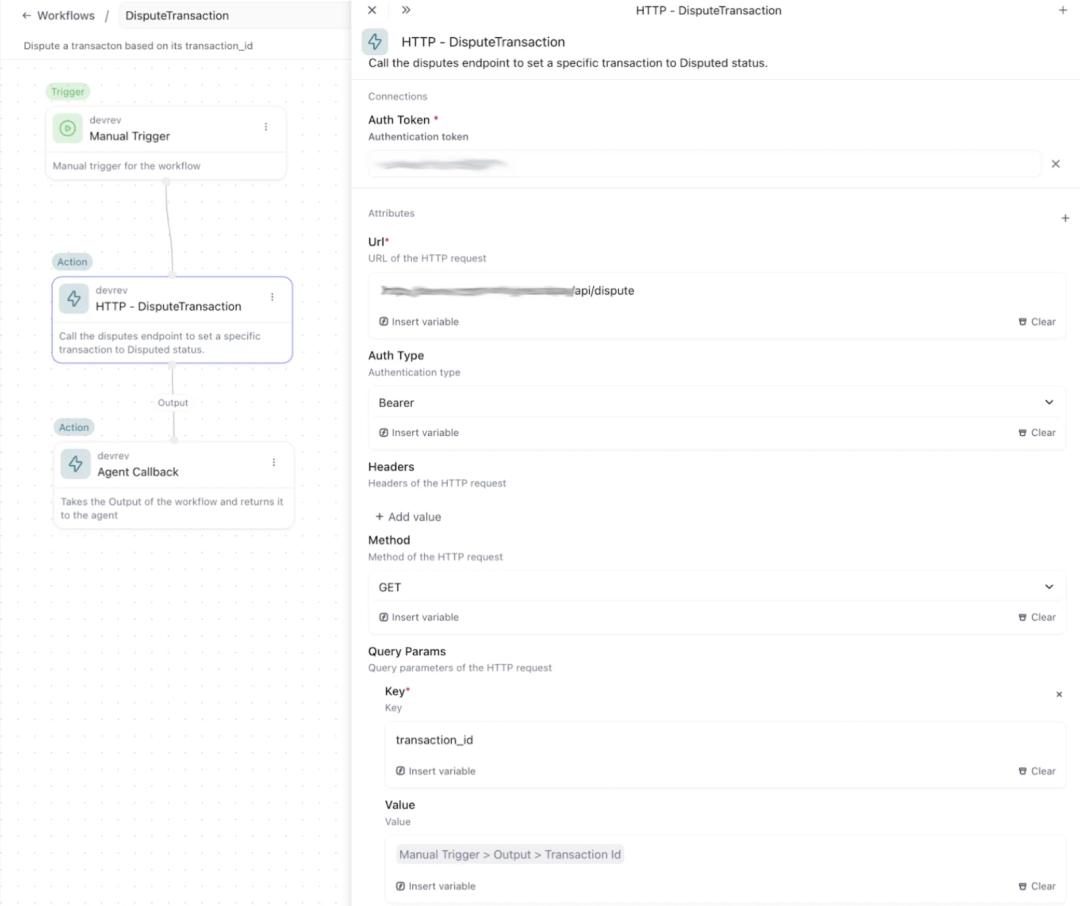 DevRev workflow builder screen