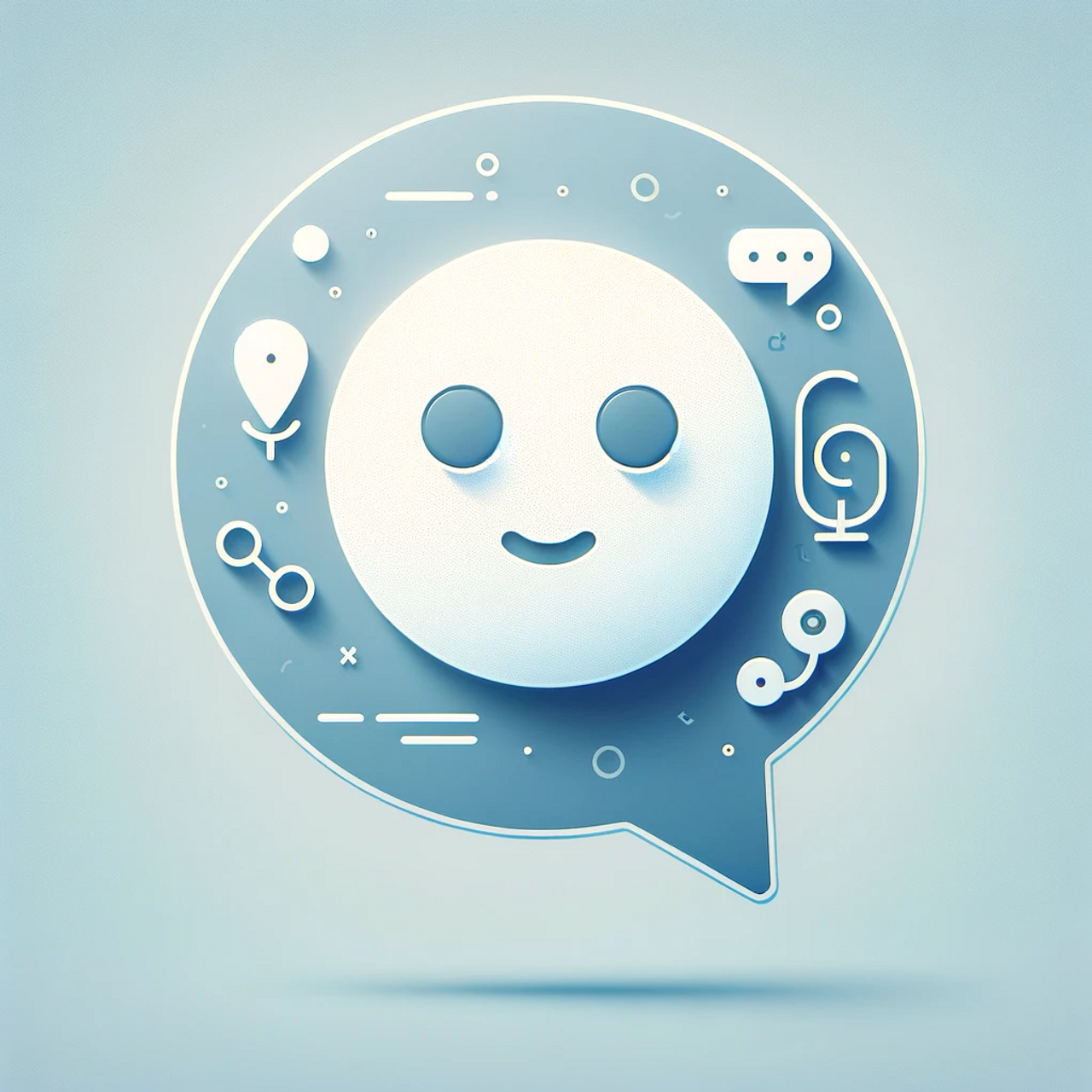 DALL·E 2023-12-06 13.26.39 - A simplistic and abstract representation of conversational AI. The image features a minimalist design with a large, friendly-looking speech bubble in .png