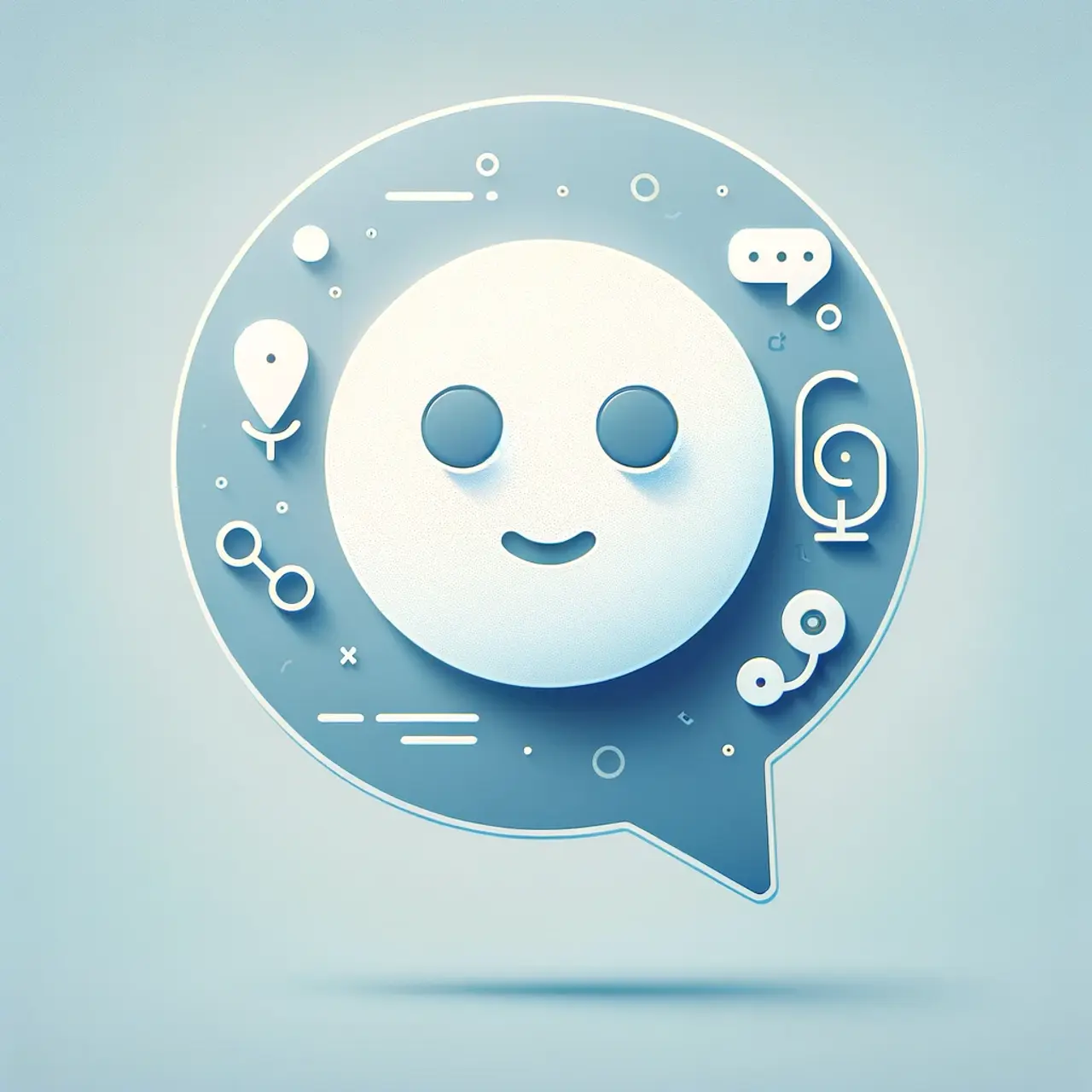 DALL·E 2023-12-06 13.26.39 - A simplistic and abstract representation of conversational AI. The image features a minimalist design with a large, friendly-looking speech bubble in .png