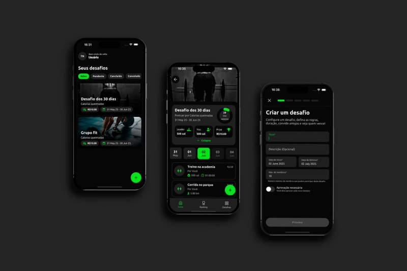 Preview das telas do App