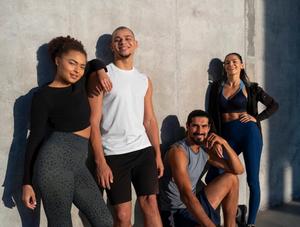 Group of people exercising Group of people exercising