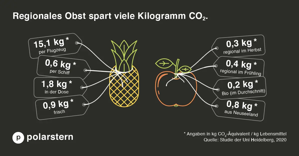 Infografik: So viel CO2 spart regionales Obst
