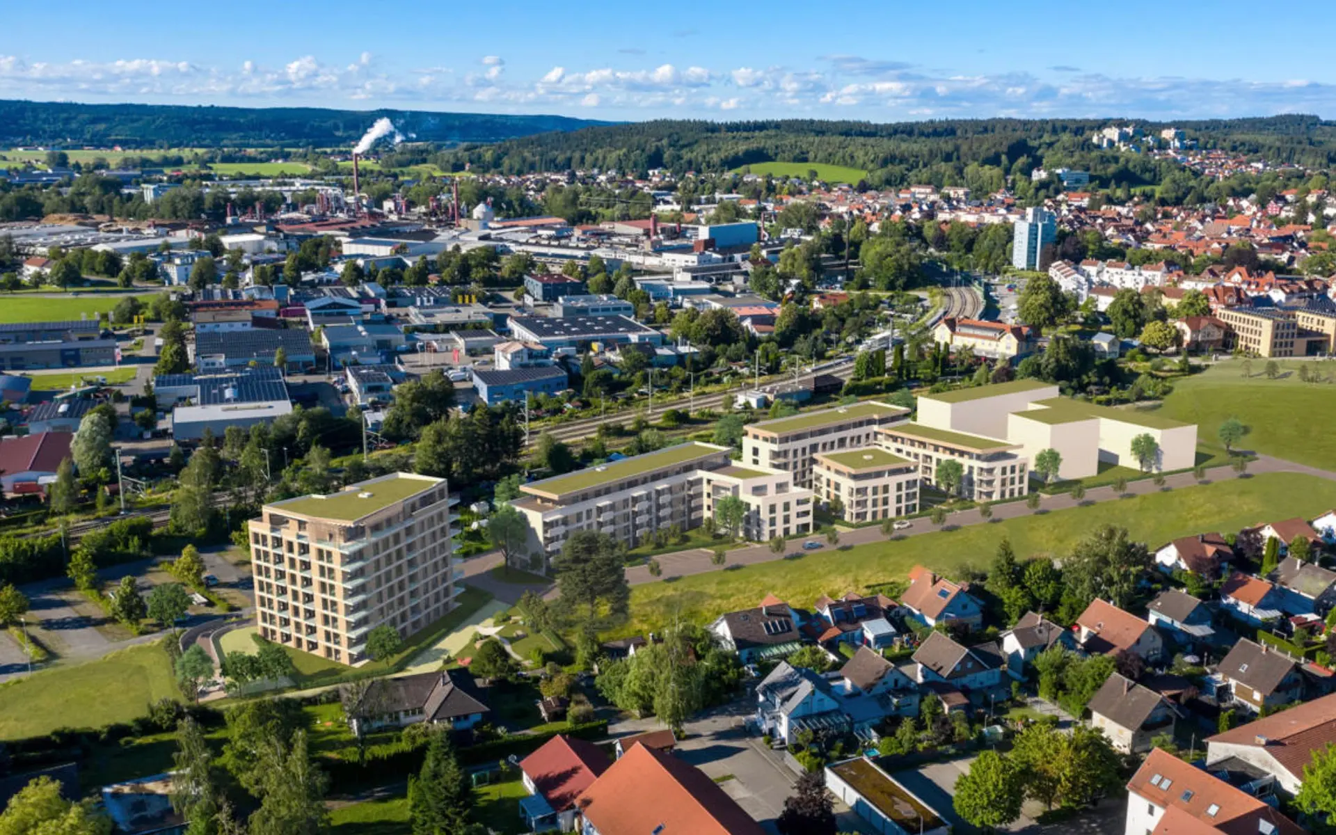 Vogelperspektive auf Siedlung Storchengärten