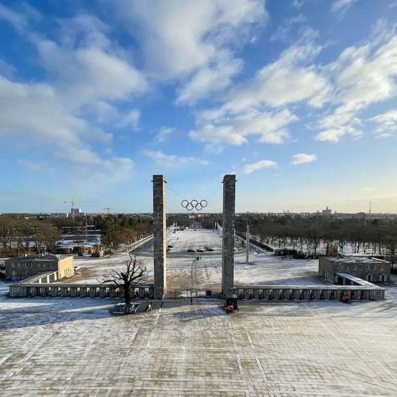 Olympischen Ringe beim Olympiastadion Berlin