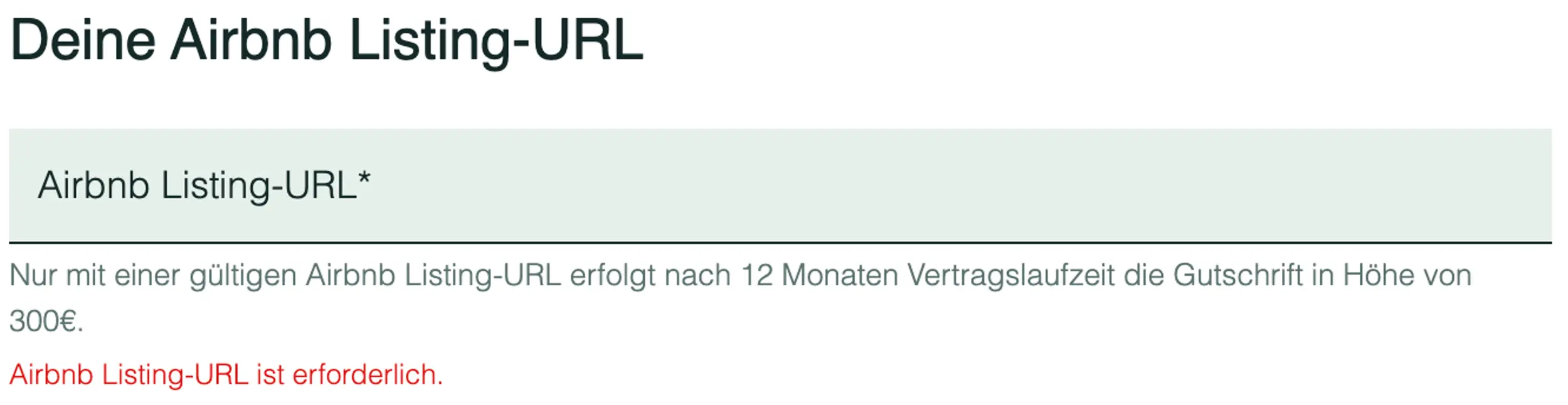 Screenshot aus einem Wechsel-Formular zur Angabe der Airbnb Listing-URL