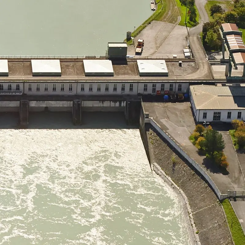 Wasserkraftwerk von oben