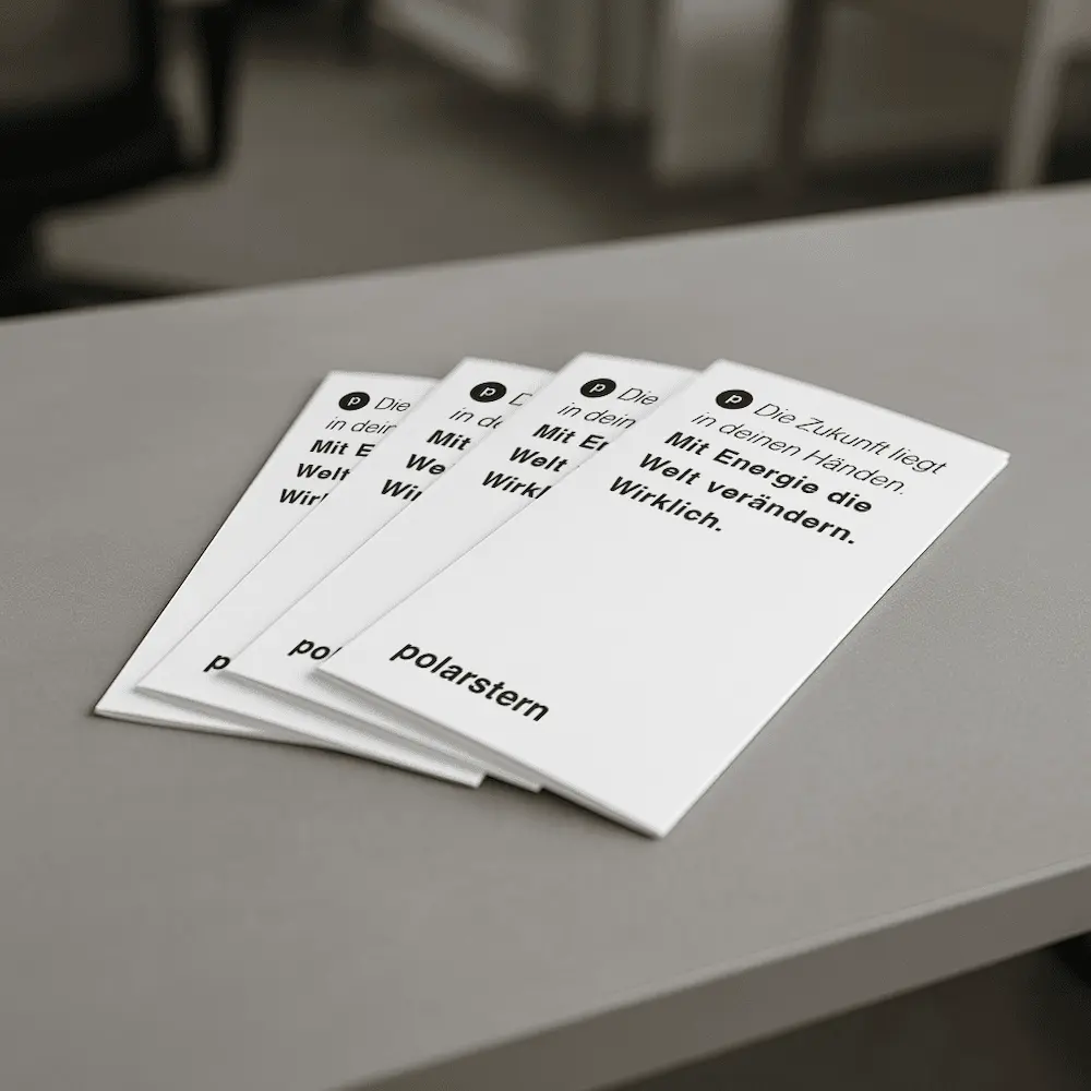 Ein Stapel von Polarstern-Broschüren auf einem Tisch