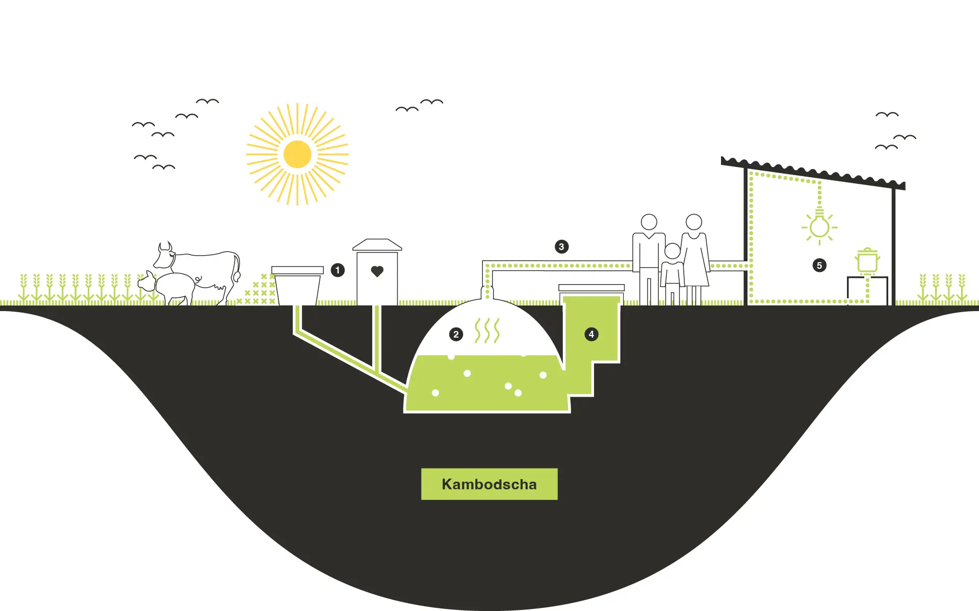 Infografik Funktionsweise einer Biogasanlage
