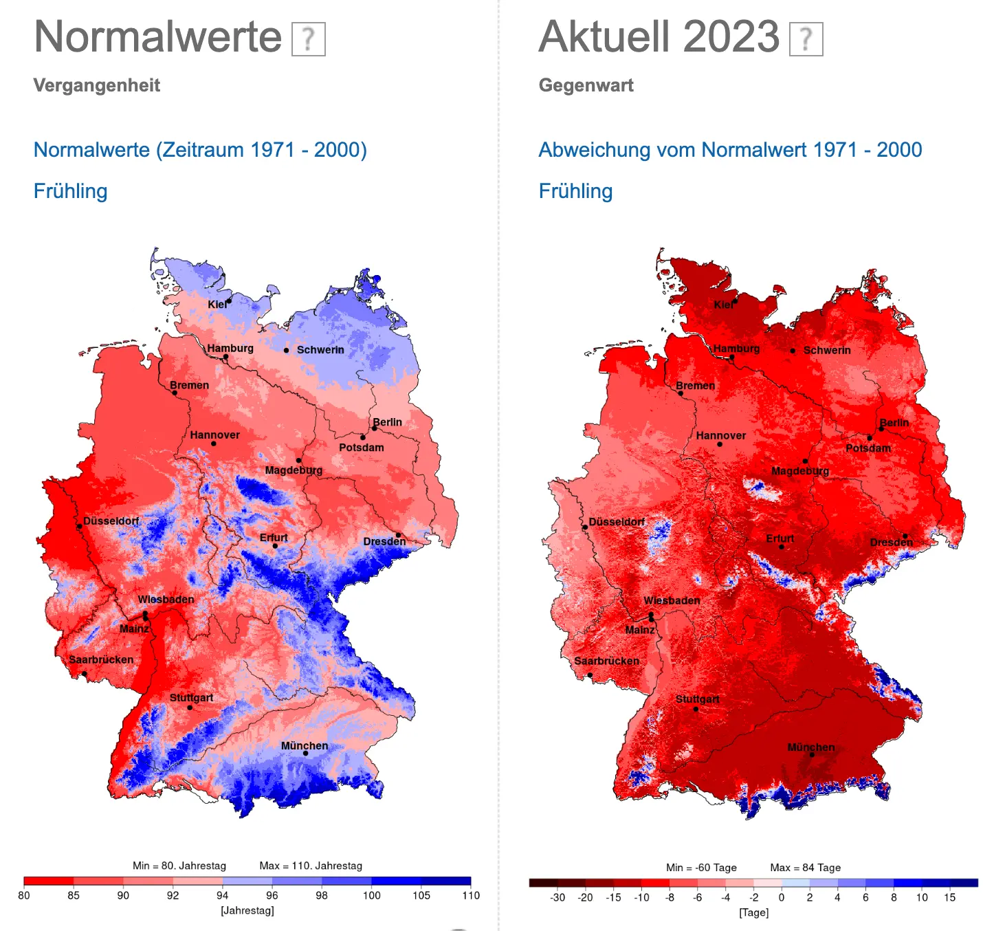 Quelle: Klimaatlas DWD Abweichung Vegetationsbeginn 2023