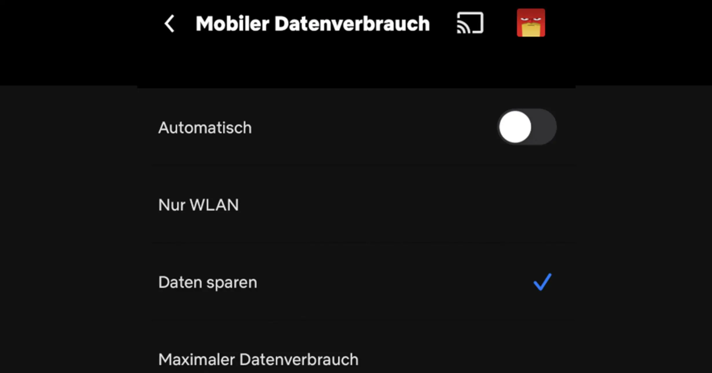 Netflix-Einstellungen zum Datenverbrauch