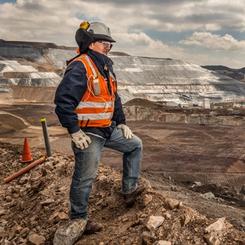 Workers carry out construction work in a mine in the Peruvian highlands.