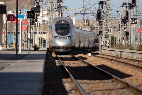 A hi-speed rail train arrives to the Casa Voyageurs train station in Casablanca, Morocco.