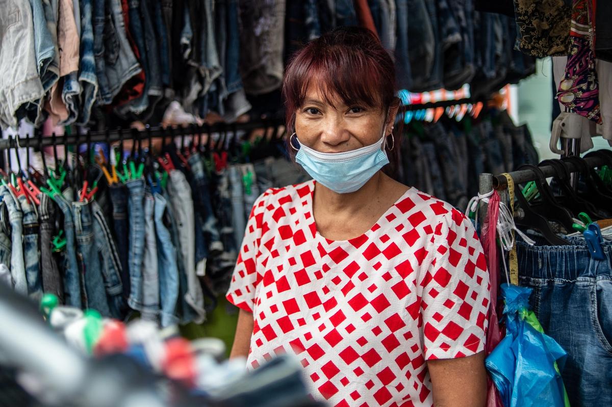 A woman in a clothing store in the Philippines