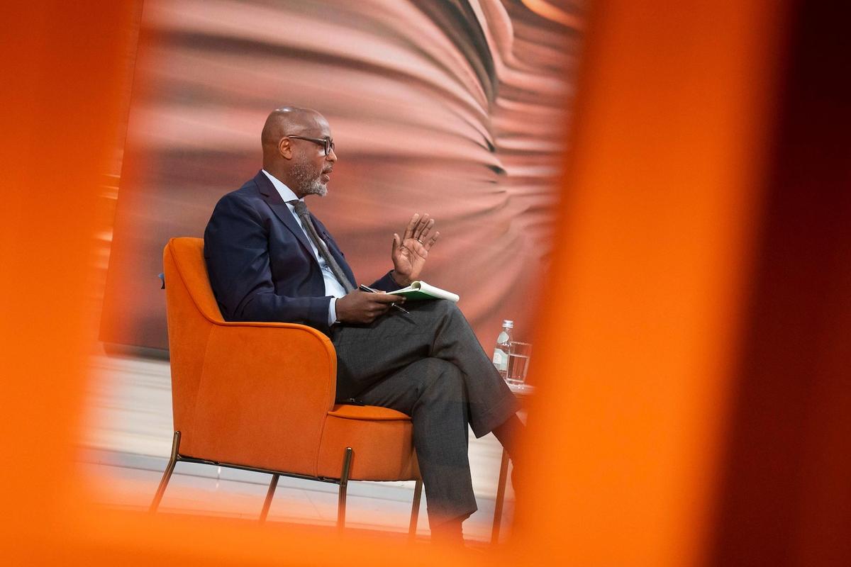 Abe Selassie, Director of the IMF’s African Department, is seen participating in an interview with Ken Opalo, assistant professor at the Georgetown University’s School of Foreign Service, during an Africa Perspectives session at the International Monetary Fund.