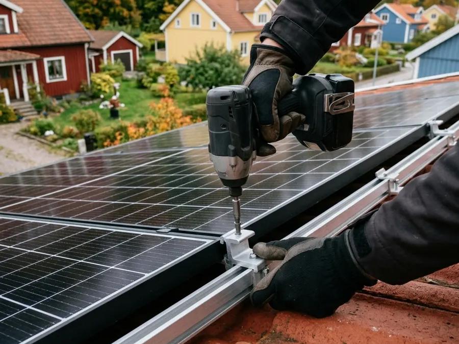 Solceller på villatak