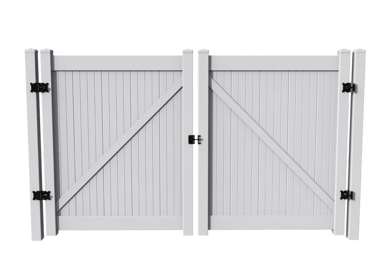 Vinyl Fence Double Gates — Price for White PVC Driveway Gates