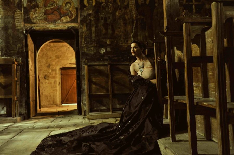 Portrait inside a historic religious building