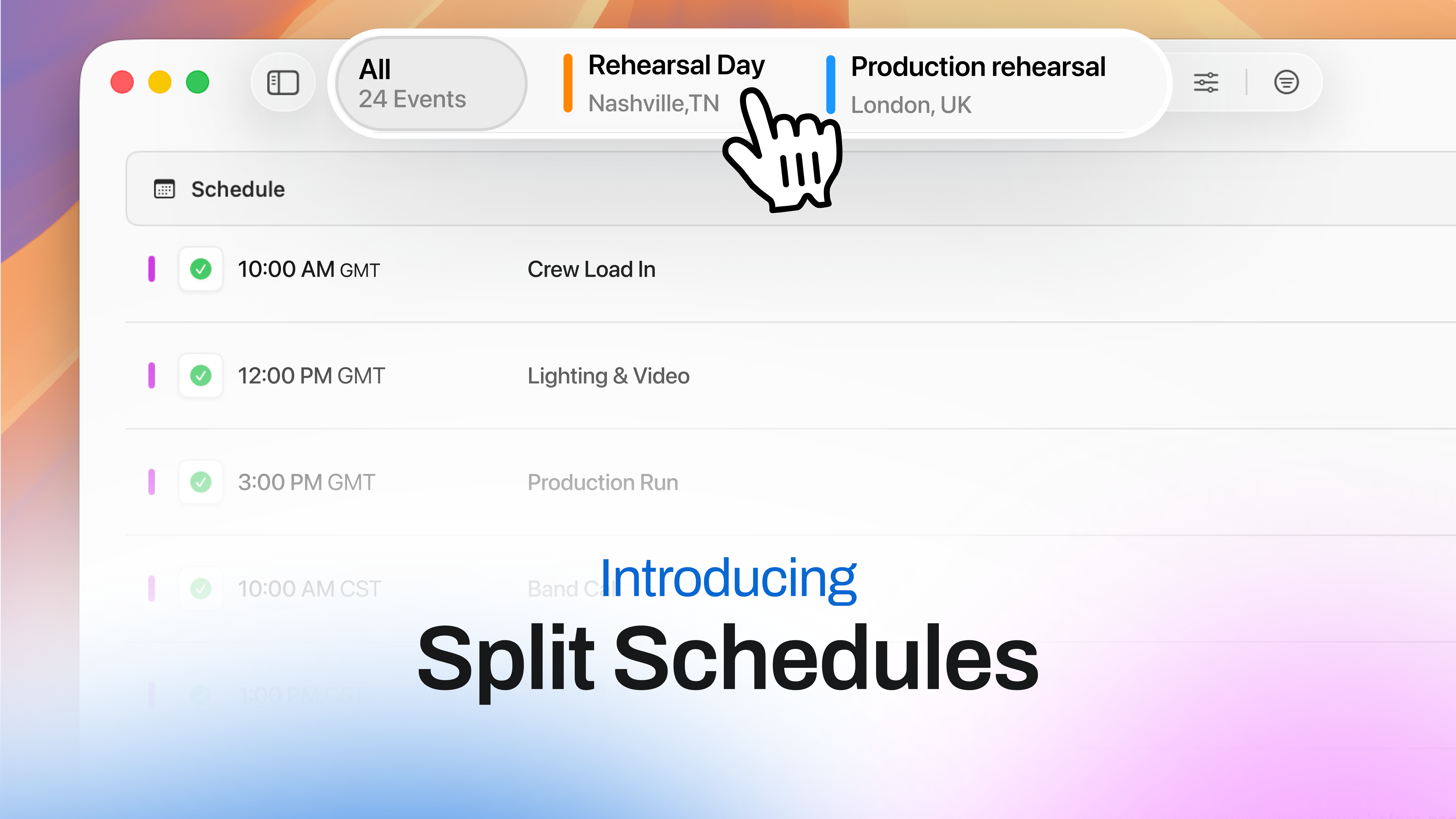Two Cities, One Day. Two Schedules in One Tour Management App.