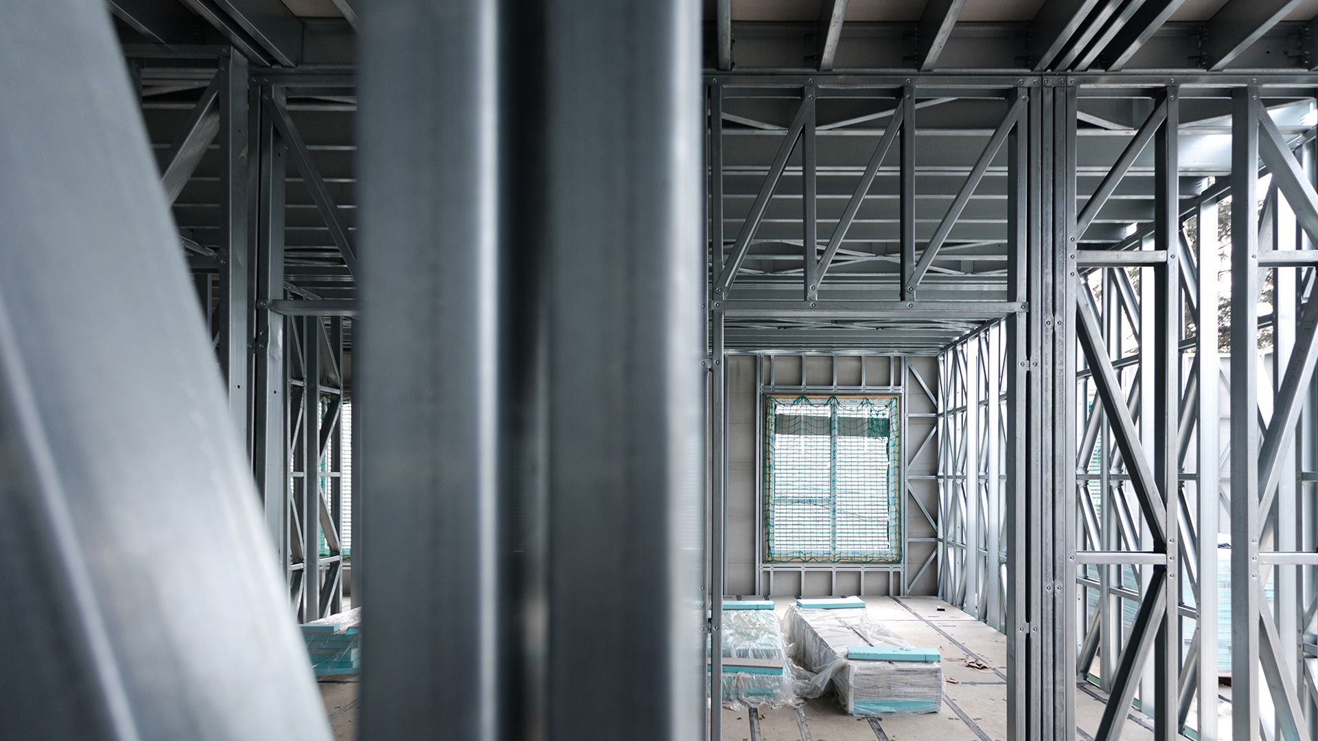 Estructura metálica en una obra en construcción