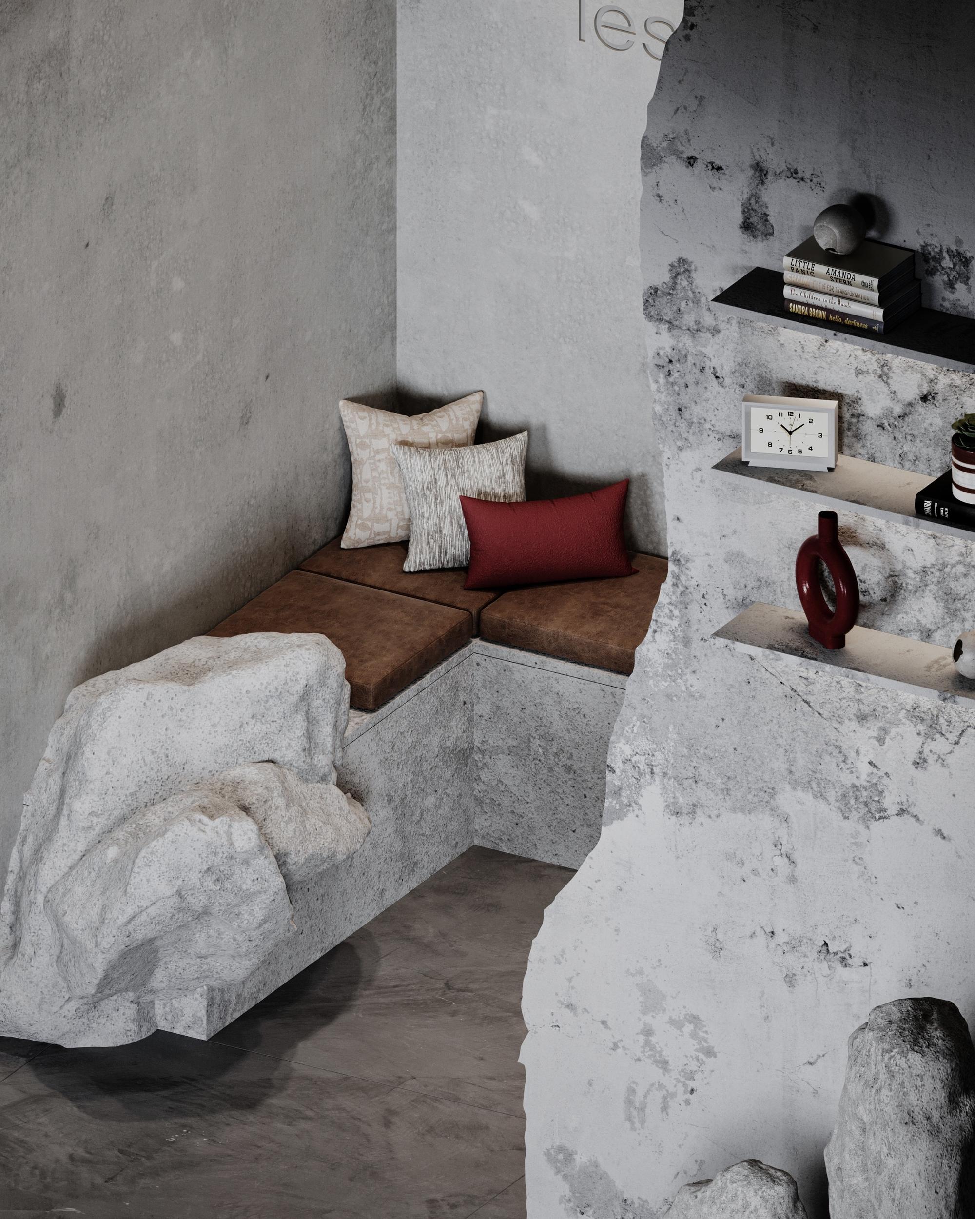 Stone bench nook