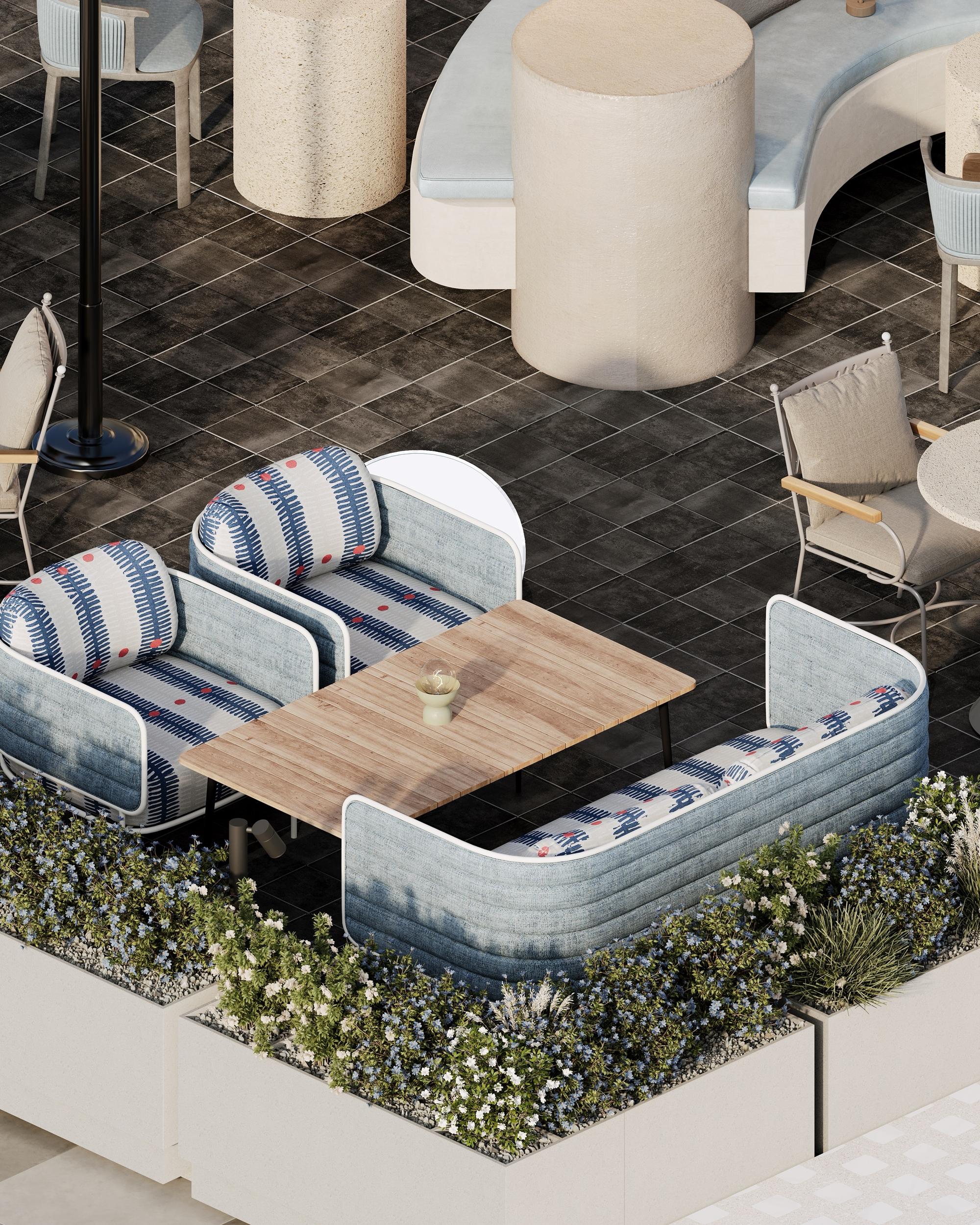 Striped banquette