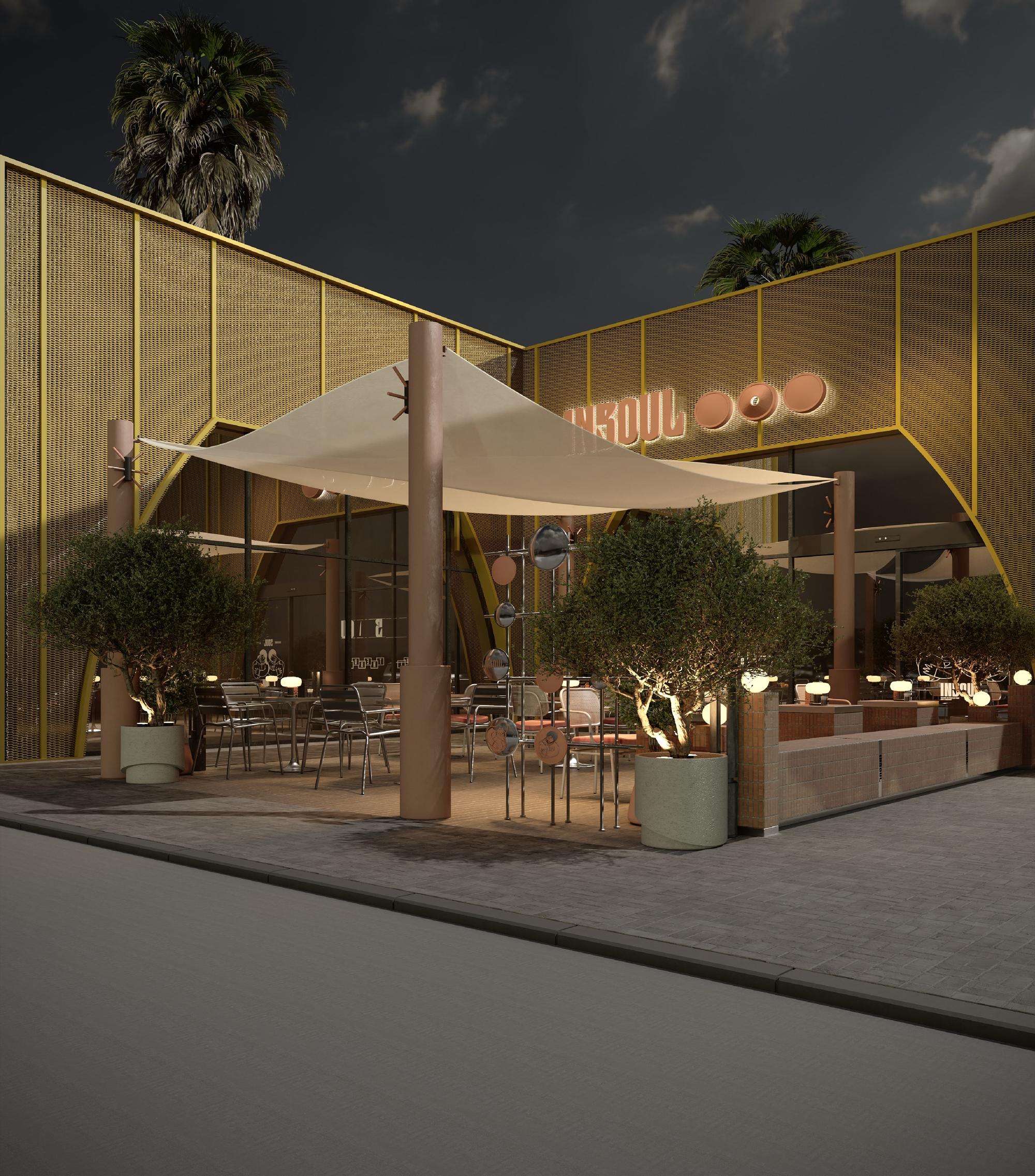 Terrace at night