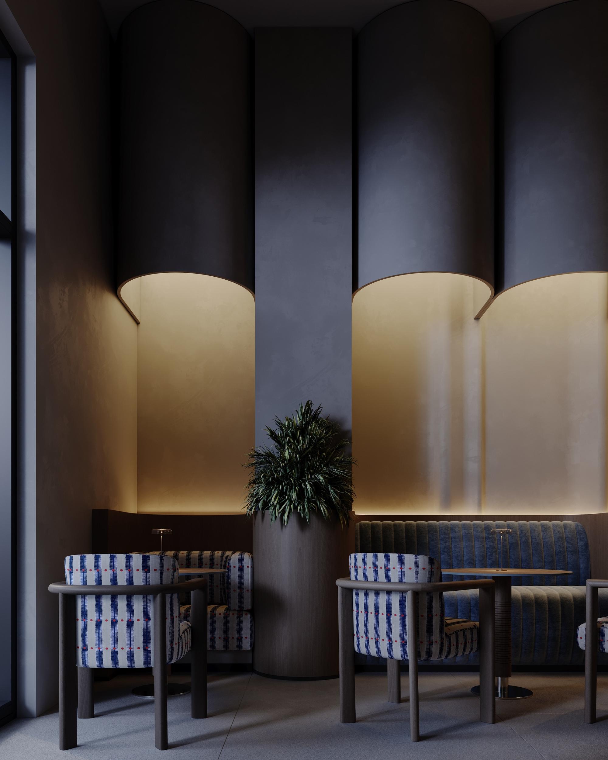 Backlit fluted arch