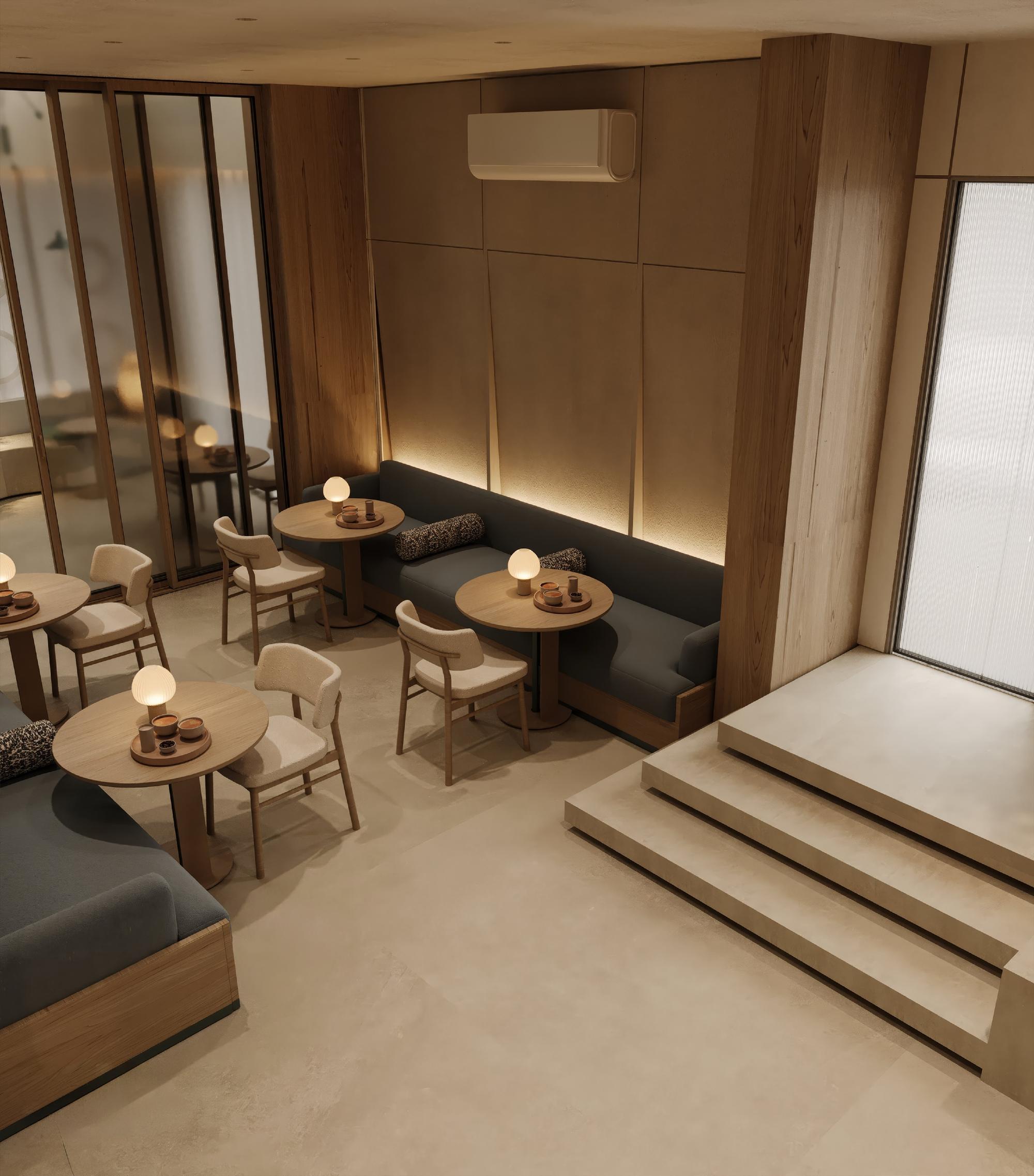 Stepped banquette