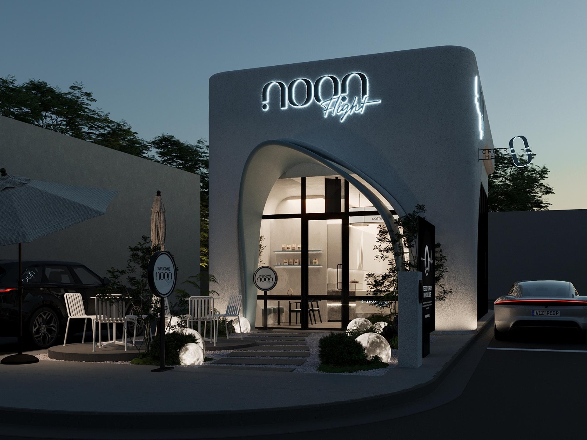 Entry terrace at night