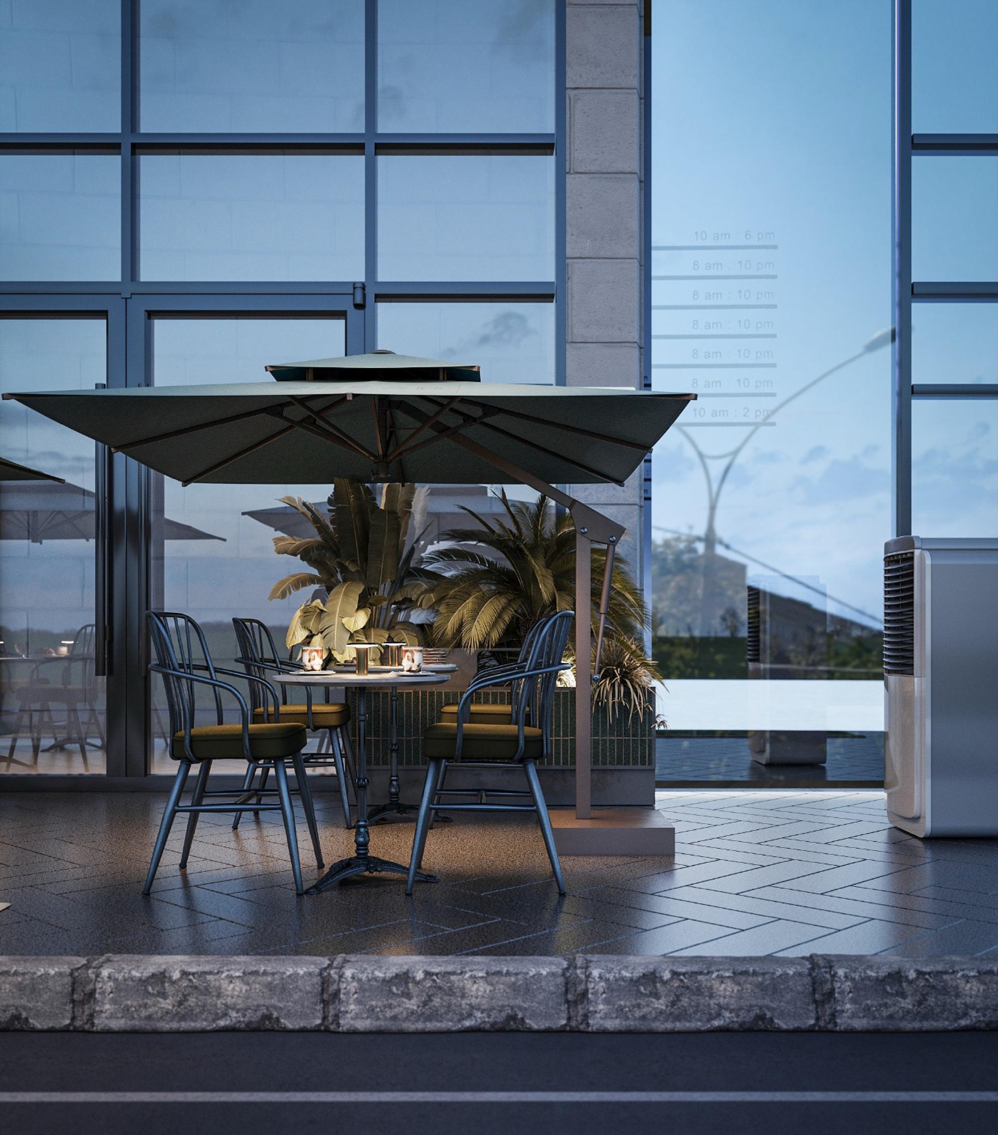 Terrace at dusk