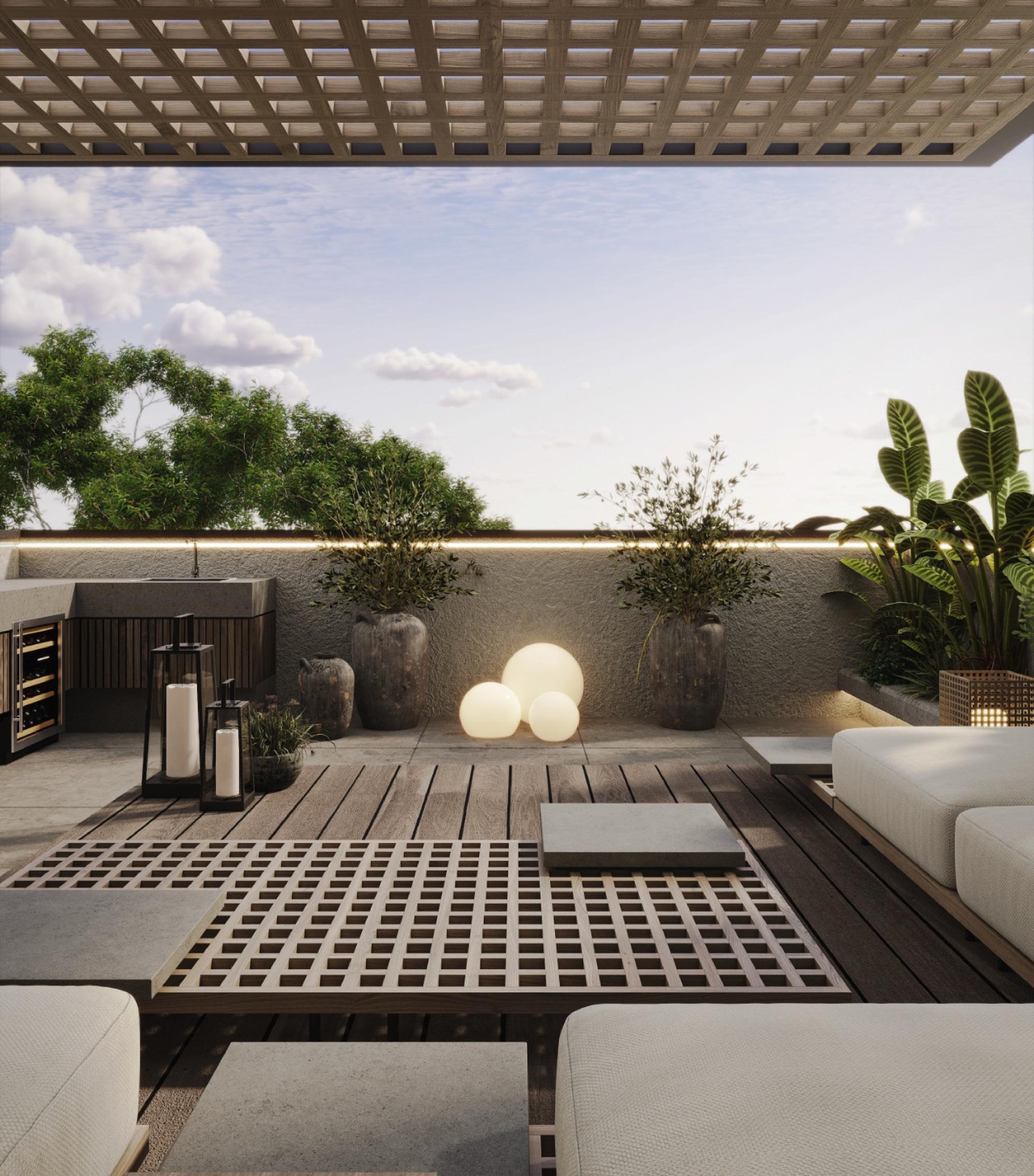 Terrace at dusk