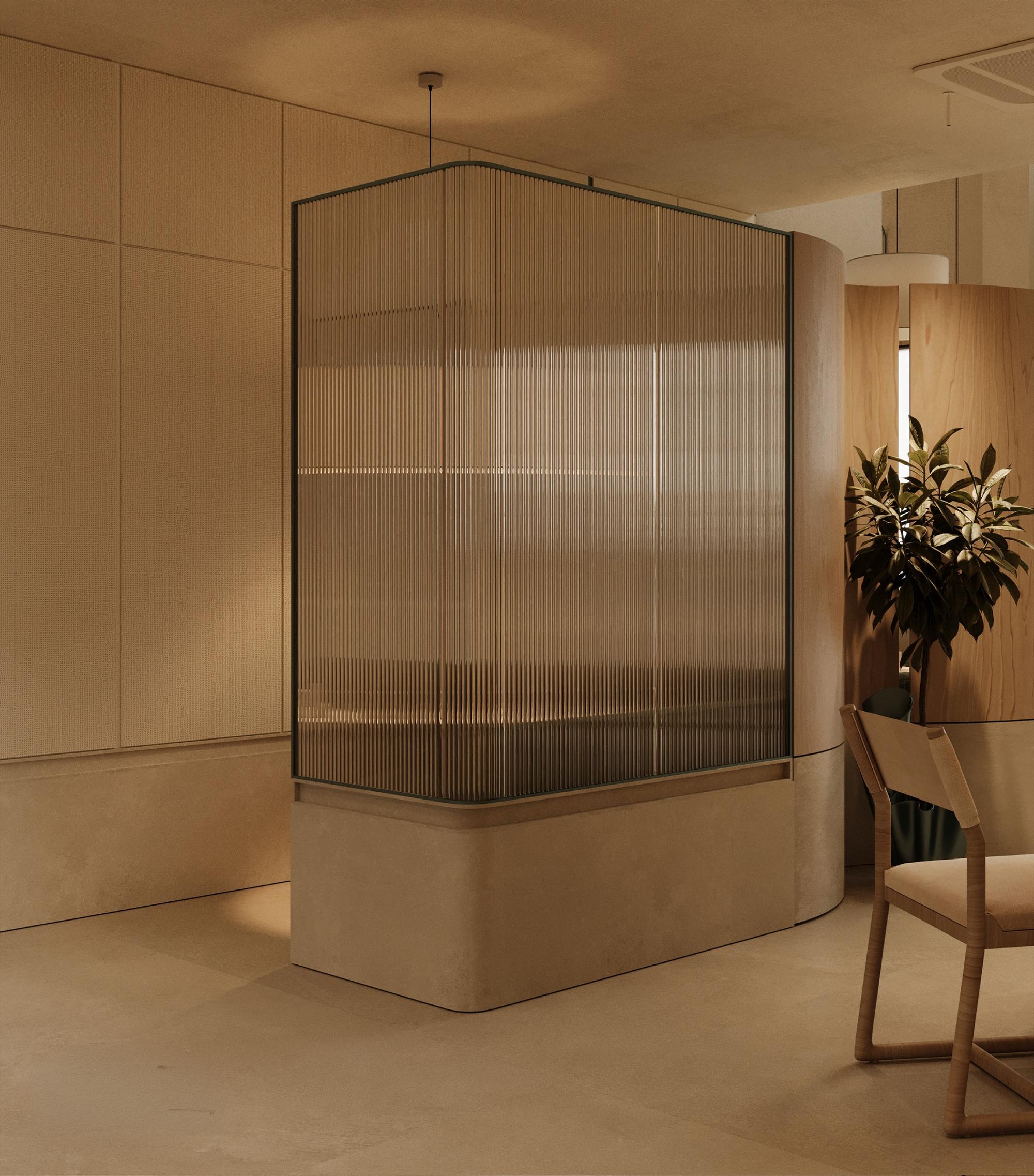 Fluted glass partition