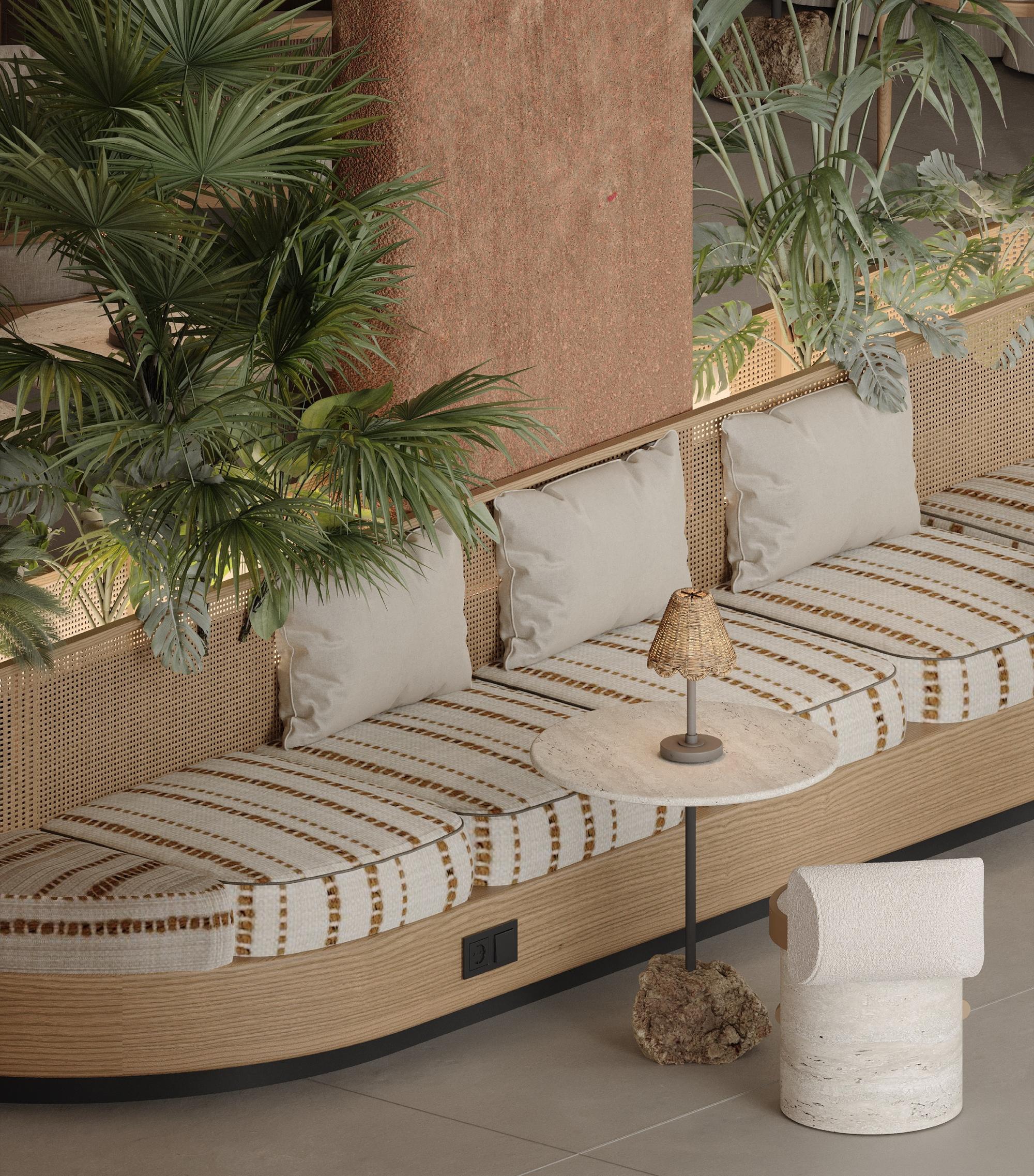 Banquette and palms