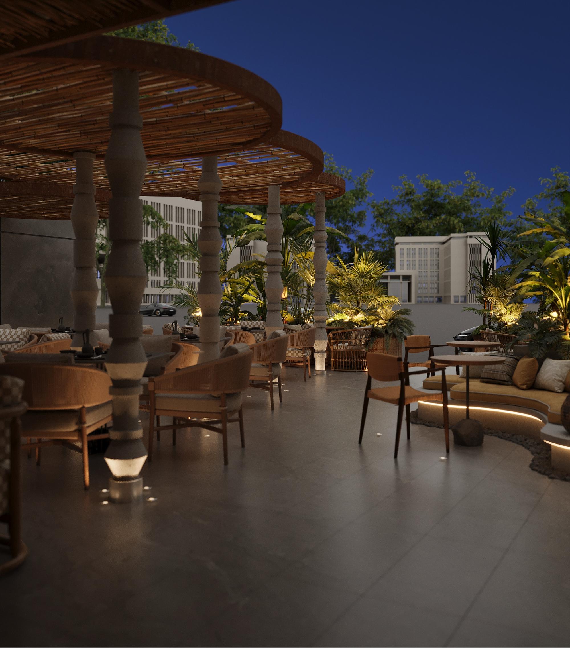 Terrace at dusk